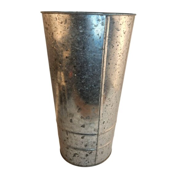 Galvanized Metal Vase Rustic Farmhouse Style Tall Flower Container - 14 x 8 Inch - Picture 9 of 10